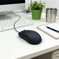 Souris de jeu filaire ergonomique, 6 boutons, 2400DPI, optique, haute précision, 500 millions de clics, câble USB tressé en caoutchouc noir