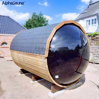 Ruang Sauna Luar Ruangan Model Terbaru 2026 dengan Jendela Panoramic untuk Hiburan Keluarga dan Terapi Kelompok Sauna Tong Enam Orang