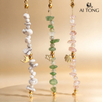 Bracelet en acier inoxydable plaqué or 18 carats étanche avec breloques en pierres naturelles et coquillages pour femme - Vente en gros, OEM, ODM