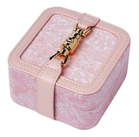 Leder Reise-Schmuckbox Vintage Jacquard-Bezug - Umweltfreundliche Aufbewahrung für Ohrringe Lippenstift Ringe Neujahr Schulanfang