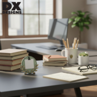 Porte-mémos rond moderne et simple en bois DX Designs pour bureau, pince à notes personnalisée avec support, décoration de bureau à domicile