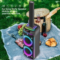 Enceinte Karaoké 3 voies avec aimants 90 mm, Woofer, Tweeter, Midrange, 4500 mAh, 11.1V, LED, FM, BT, AUX, USB, TF, TWS, réglage des basses et des aigus
