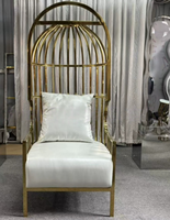 Fauteuil de salle à manger en forme de cage à oiseaux en acier inoxydable doré, chaise de loisirs, canapé individuel, style hôtelier