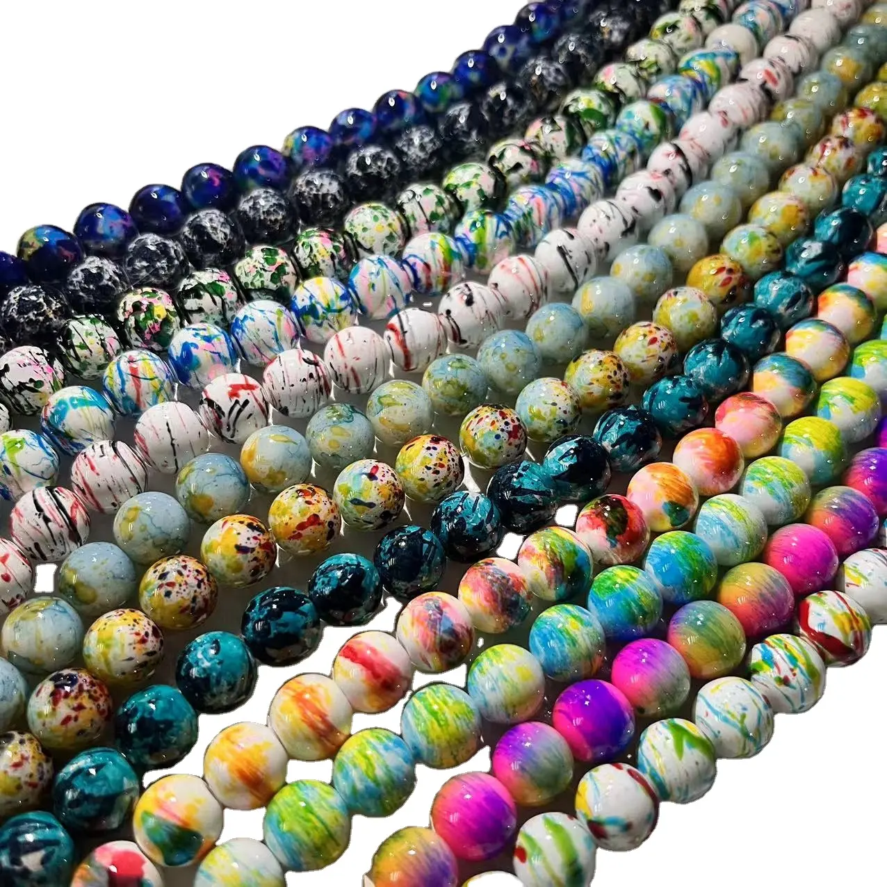 Nouveauté Stock 10mm Bleu Lampwork perles rondes en vrac pour la fabrication de bracelets perles colorées 8mm de diamètre pour la décoration de bijoux