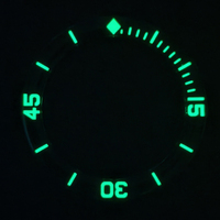 WYGICOO Lunette de montre personnalisée faite à la main, de luxe, biseautée, avec impression verte luminescente, en verre saphir incliné, modèle JP-A113