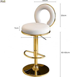 Taburete de barra de acero inoxidable para manicura, silla Simple y duradera dorada - Product Image 6