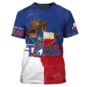Fabricación de camiseta para hombre de alta calidad Texas West Cowboys Streetwear camiseta en blanco 250 Gsm peso pesado estampado Logo camiseta OEM