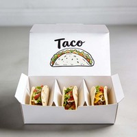 Support à tacos pliable en carton blanc imprimé sur mesure de qualité supérieure, séparateur d'emballage, boîtes alimentaires pour restaurants de restauration rapide, faible MOQ