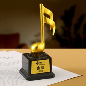 Diseño de nota de Metal Dorado de la mejor calidad, premios Base de cristal, trofeo de música, canto, violín, competición de Piano, Premio personalizado - Product Image 3