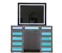 Docarelife Coiffeuse Moderne en Bois avec Miroir LED Intégré et Rangement, Idéale pour Appartement, Chambre et Salon