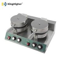 Gaufrier commercial double tête en forme de cœur, 4 tranches, antiadhésif, électrique, pour gaufres belges, machine à gaufres de rue, 220V