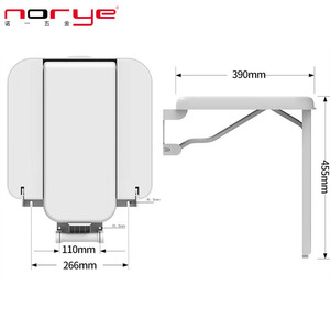 Nuoyi <b>Folding</b> Bathroom <b>Stool</b> 400x390x455mm Wall Mounted Non Slip Chair For Elderly <b>Shower</b> Toilet Room - Product Image 5