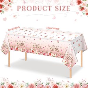Décorations de table pour baby shower florales, décorations de baby shower pour fille, nappe jetable en plastique pour fê<span class=keywords><strong>te</strong></span> de bébé fille - Product Image 2
