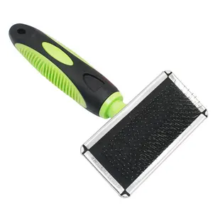 Wholesale Green Pet Grooming Stainless Steel Bristle Slicker Brush For Dogs And Cats