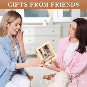 Wooden <b>Mini</b> Bookshelf <b>Desk</b> Organizer Solid Wood Rectangle Office Decor Multipurpose Storage Box With Mirror And Books - Product Image 4