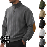 Vestes pour hommes, sweat-shirt à col montant avec fermeture éclair, pull avec empiècements aux coudes, veste d'hiver pour hommes, hauts décontractés vintage pour le golf