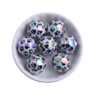 20mm 100pcs Nouvelle Mode Chunky Coloré Vente en Gros Bijoux Rond Acrylique Impression Patte UV AB Perles