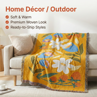 Manta Decorativa Jacquard Coreana con Diseño Floral de Fresas, Premium, Acogedora, Moderna, Retro, Textura Tejida Resistente, para las Cuatro Estaciones