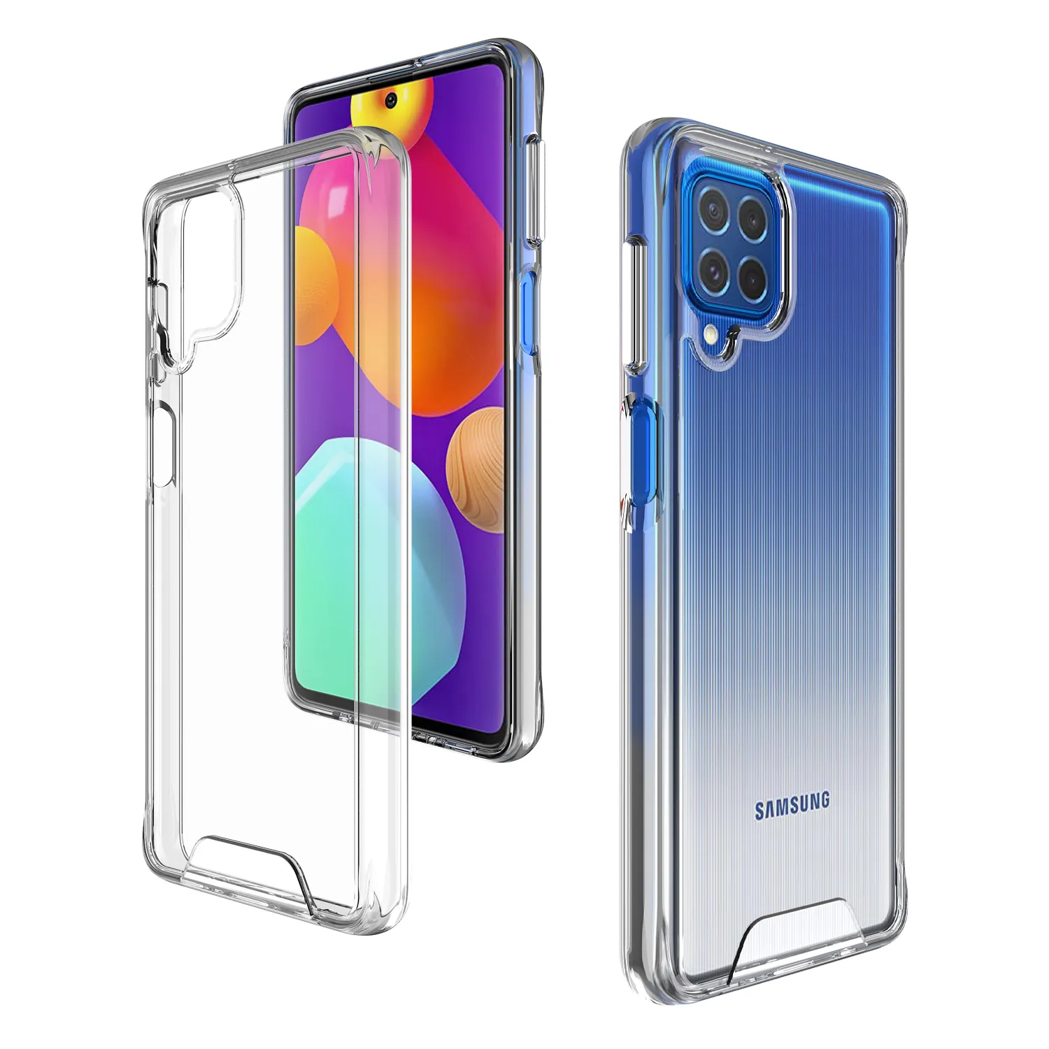 Hot Selling Shockproof Acrylic Hard Transparent soft TPU Frame Case For SAMSUNG M62 F62 M42 A42 5G A22 4G Case Clear
