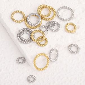 Anneaux torsadés en acier inoxydable pour la fabrication de bracelets, couleur or et argent, plaqué or 18 carats, accessoires de bijouterie H1694 - Product Image 4