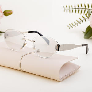 Lunettes de soleil ovales sans monture pour femmes, monture en PC, verres verts, protection UV400, design tendance - Product Image 5