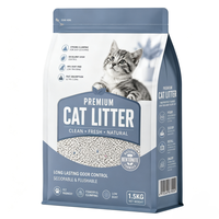 Kantong Kemasan Pasir Kucing Heavy Duty Pet Care 1.5 kg Tahan Tusukan Alas Datar Resealable Zipper 8 Sisi Segel