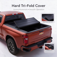 Couvre-caisse de camion pliable en quatre parties, en alliage d'aluminium robuste, pour Chevrolet Silverado 1500/3500HD 2019-2024 Ford Ranger NP300