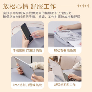 U <b>Shape</b> Reading <b>Pillow</b> Light Gray Cotton Ergonomic Support For Leisure Office Outdoor Use - Product Image 4