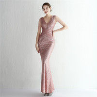19320-S #2022 nouvelles femmes Sexy décolleté en V profond paillettes robes de soirée Sexy longues femmes grosse dame robe grande taille robe Super taille