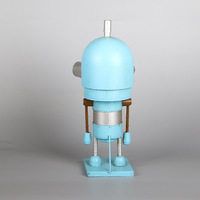 Robot en métal bleu vintage fait main, figurine en étain, statue, accessoire de vitrine de bar, ornement de bureau de style industriel