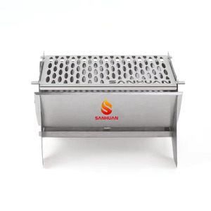 כיריים קמפינג מתקפלות מנירוסטה של סנהואן, גריל פחמים נייד להסקה בעץ - Product Image 6