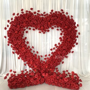 Arco Floreale a Forma di Cuore Rosso in Seta Artificiale, Decorazione per Sfondo Ecologica Rimovibile e Pieghevole - Product Image 3