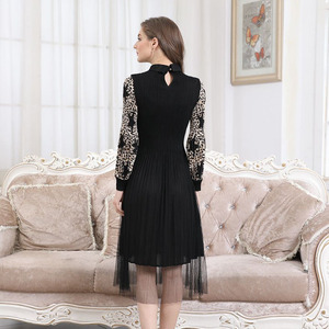 Primavera Verano <span class=keywords><strong>vestido</strong></span> con estampado de <span class=keywords><strong>leopardo</strong></span> de manga larga de primavera <span class=keywords><strong>vestido</strong></span> de Camisa larga con arco - Product Image 6