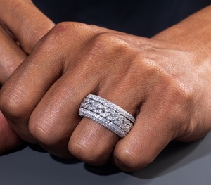 Anello da <span class=keywords><strong>Uomo</strong></span> in Moissanite VVS da 1.2 e 0.8mm con Pavé Ghiacciato, Stile Hip-Hop, Gioielli all'Ingrosso, Anello <span class=keywords><strong>di</strong></span> <span class=keywords><strong>Fidanzamento</strong></span> e Eternità da <span class=keywords><strong>Uomo</strong></span> - Product Image 5