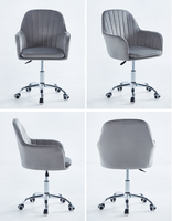 Chaise de salle à manger en tissu velours, pied métallique de luxe, pivotant et moderne, gris, livraison directe