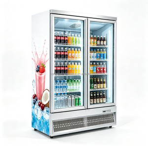 Réfrigérateur vertical à deux portes vitrées avec compresseur en bas pour gâteaux et boissons - Product Image 2