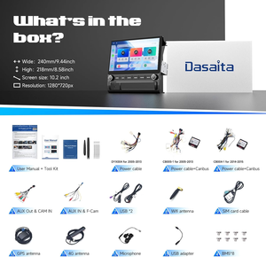 ระบบสาระนิยมข้อมูลยานยนต์ Dasaita ขนาด <span class=keywords><strong>10</strong></span> นิ้ว ระบบนำทาง GPS สำหรับรถยนต์ Toyota Tacoma ปี 2005-2015 เครื่องเล่นมัลติมีเดีย รองรับ Wireless CarPlay - Product Image 3