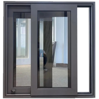 Ventana Moderna de Aluminio con Doble Acristalamiento, Diseño de Rejilla, Ventanas Corredizas de Aluminio, Ventanas Negras Estilo Colonial