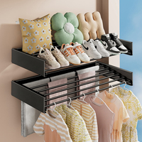 Séchoir à linge épaissi rétractable et pliable mural, séchoir à serviettes, porte-vêtements pliable pour usage domestique intérieur