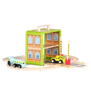 UDEAS Conjunto de brinquedo de madeira para crianças, jogo educativo DIY, caixa de trem, trilho ferroviário, brinquedo infantil