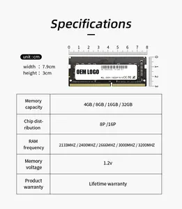 FurryLife Cheap Ddr4 Ram Computer Components Memoria 16gb Ddr4 Memoria Ram Ddr4 16gb 3200mhz 1.2V SODIMM For Laptop