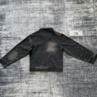 DENIMGUYS Veste en jean élégante pour hommes Manteaux en jean à impression personnalisée Streetwear décontracté Vintage Vestes en jean zippées pour hommes Manteaux