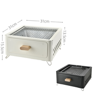 Barbecue carré au charbon de bois, table brasero, portable, pour extérieur, camping, jardin