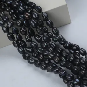 wholesale freshwater pearls 9-10mm dye black color freshwater baroque pearl bead