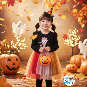 Vestido Tipo Cupcake Coreano OZKIZ para Niñas de 2 a 6 Años, Primavera/Otoño, Moda Infantil al por Mayor, Hecho de Poliéster - Product Image 3