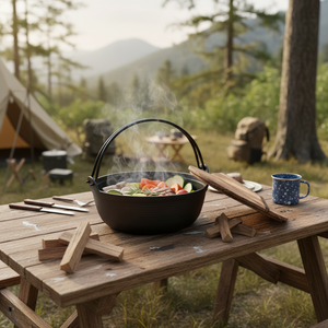 <span class=keywords><strong>Marmite</strong></span> à Sukiyaki <span class=keywords><strong>en</strong></span> <span class=keywords><strong>fonte</strong></span> épaissie non revêtue avec couvercle <span class=keywords><strong>en</strong></span> <span class=keywords><strong>bois</strong></span> et poignée pivotante, capacité 1-2L, écologique, <span class=keywords><strong>pour</strong></span> camping <span class=keywords><strong>en</strong></span> extérieur et usage domestique (Hot Pot) - Product Image 3