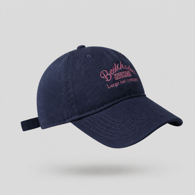 High Quality Outdoor Casual Adjustable  Cotton Black Baseball Cap 6 Panel Constructured Cap With Custom Girl Hat Flat Embroidery