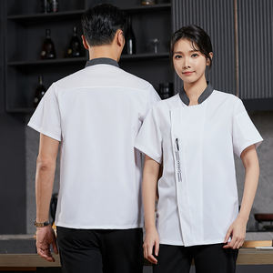 ชุดเสื้อแจ็กเก็ตสำหรับเชฟเครื่องแบบวิศวกรก่อสร้างร้านอาหารใหม่เสื้อโค้ทสำหรับทำอาหารในห้องครัวพร้อมตาข่ายด้านข้าง - Product Image 6