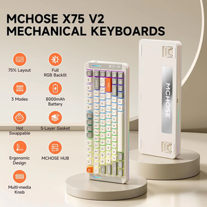 Teclado Mecánico Personalizado MCHOSE <span class=keywords><strong>X75</strong></span> V2 Tri-Modo, 75%, Intercambiable en Caliente, para Juegos, en Inglés, USB Tipo-<span class=keywords><strong>C</strong></span>, Venta al Por Mayor - Product Image 4
