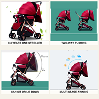 Poussette bébé multi-positions inclinable, assise ou allongée, poussée bidirectionnelle, capote multi-positions, nouveau-né à 3 ans, double roues